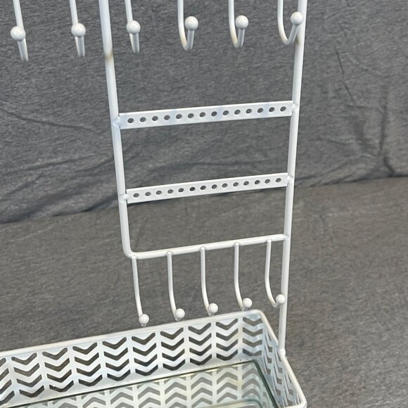 At Home Chevron Wire Jewelry Stand Organizer with Mirror Base - Picture 6 of 9